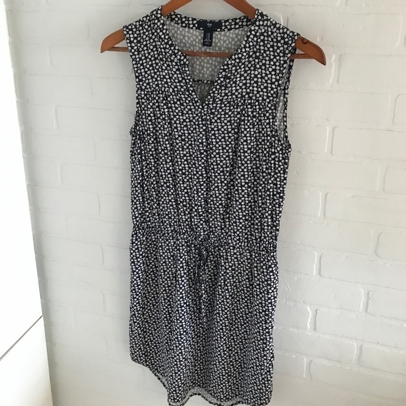 Vintage 90s Mini Dress Gap Floral Print Daisy Coquette Navy/white XS - Picture 2 of 5